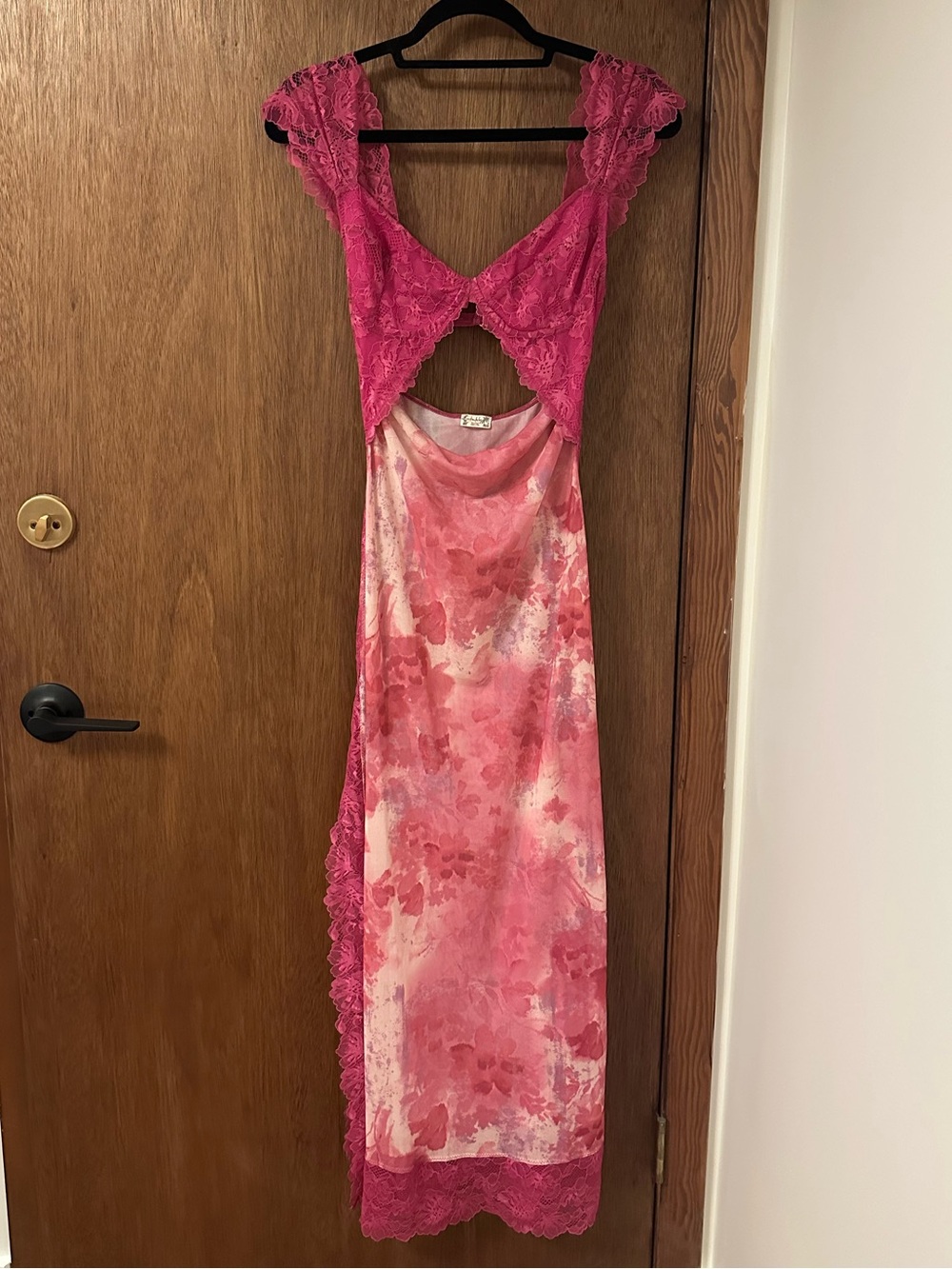 Free People | Pink Floral Lace-Trim Slip Dress